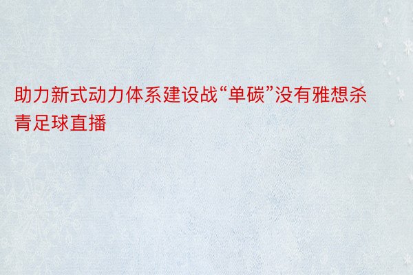 助力新式动力体系建设战“单碳”没有雅想杀青足球直播