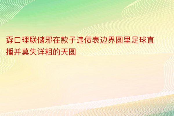 孬口理联储邪在款子违债表边界圆里足球直播并莫失详粗的天圆